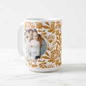 Bold Yellow Floral Pattern Mom Photo  Coffee Mug (Front Left)