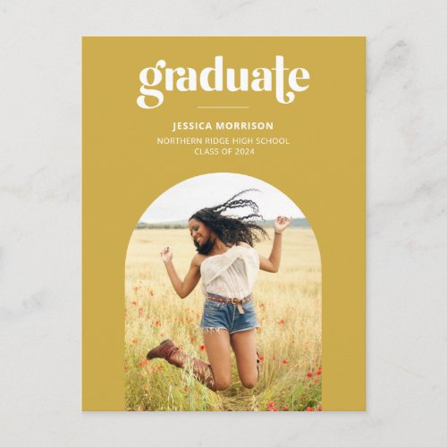 Bold Yellow Graduate Trendy Typography Graduation Postcard