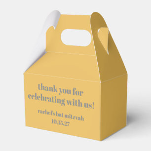 Bold Yellow Gray Custom Cute Bat Mitzvah Thank You Favor Boxes