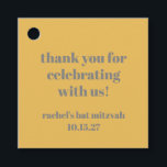 Bold Yellow Gray Custom Cute Bat Mitzvah Thank You Favor Tags<br><div class="desc">This personalized Bat Mitzvah favor tag is designed in a bold mustard yellow with minimalist gray typography, providing a modern and stylish touch to event keepsakes. Featuring a heartfelt "thank you for celebrating with us!" message, the tag is further customized with the name of the Bat Mitzvah celebrant and the...</div>