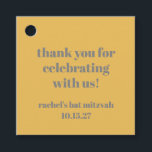 Bold Yellow Gray Custom Cute Bat Mitzvah Thank You Favor Tags<br><div class="desc">This personalized Bat Mitzvah favor tag is designed in a bold mustard yellow with minimalist gray typography, providing a modern and stylish touch to event keepsakes. Featuring a heartfelt "thank you for celebrating with us!" message, the tag is further customized with the name of the Bat Mitzvah celebrant and the...</div>