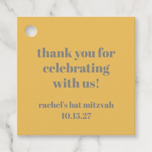 Bold Yellow Gray Custom Cute Bat Mitzvah Thank You