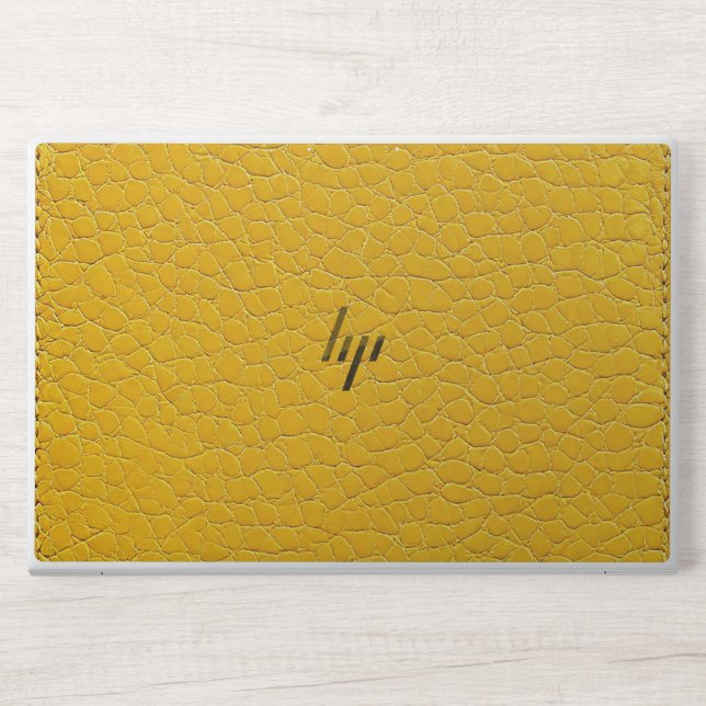 💛 Bold Yellow Leather Texture Modern Tech Style HP Laptop Skin (Front)