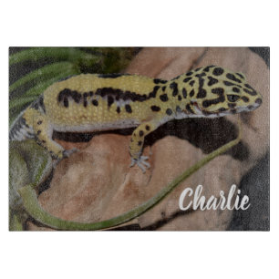 Bold Yellow Leopard Gecko Cutting Board