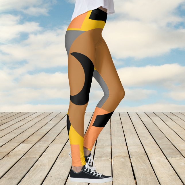 Bold Yellow Orange Colorful Abstract Leggings (Bold Yellow Orange Colorful Abstract Leggings)