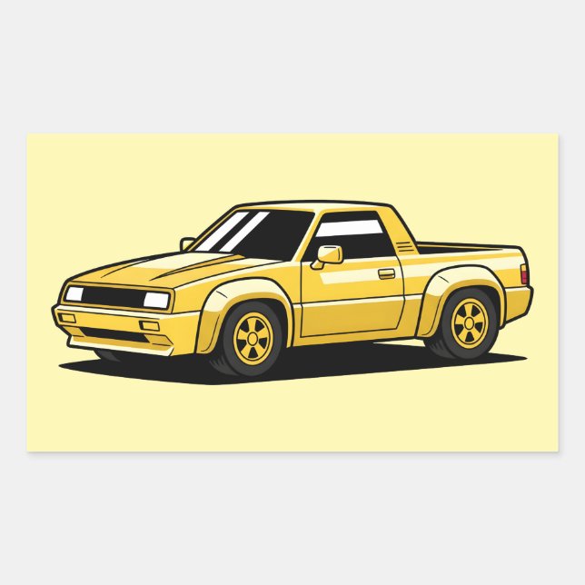 Bold Yellow Pickup Toon Rectangular Sticker (Front)
