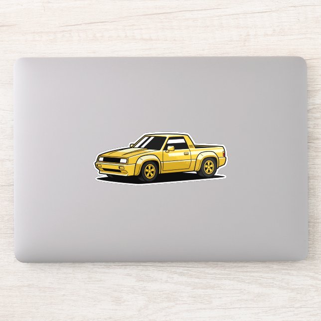 Bold Yellow Pickup Toon Sticker (Computer)