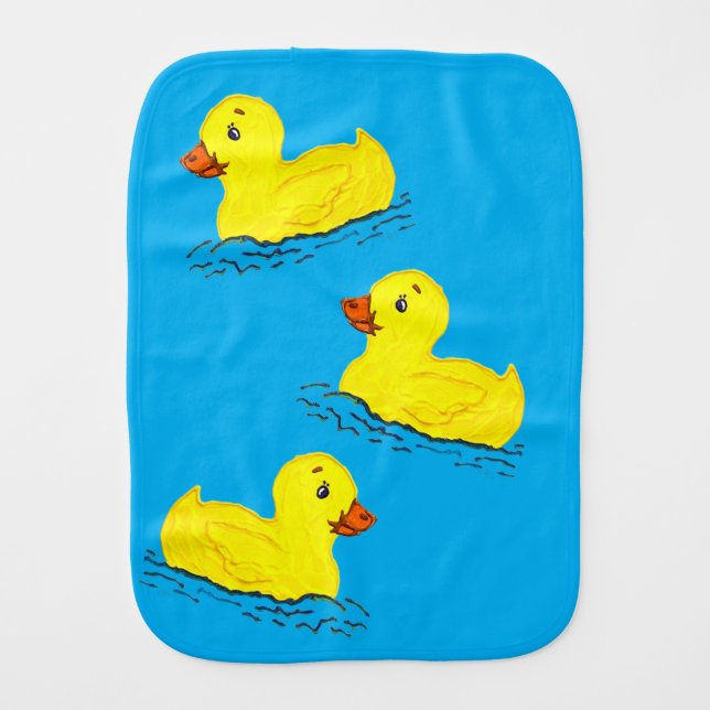 Bold Yellow Rubber Ducky Pattern Burp Cloth (Front)