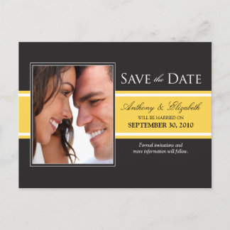 Bold Yellow Stripe Save the Date Postcard