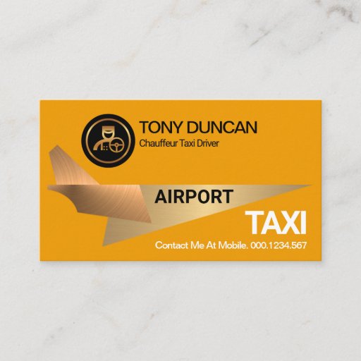 Customizable Bold Yellow Stunning Gold Jet Airport Taxi Driver Business Card