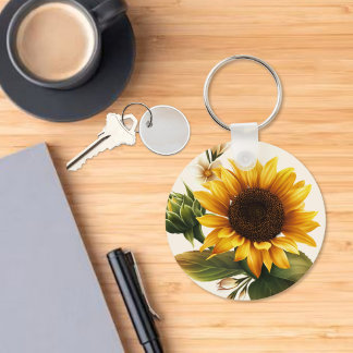 Bold Yellow Sunflower Keychain