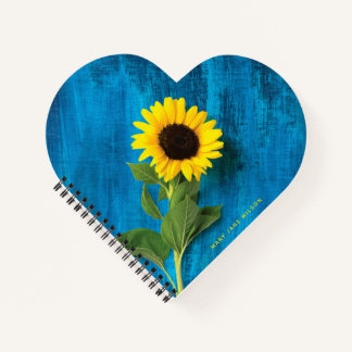 Bold Yellow Sunflower on Blue Notebook