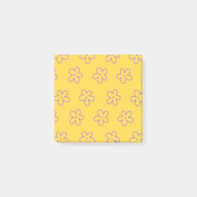 Bold Yellow Whimsical Flower Designs for Spring  Post-it Notes (Front)