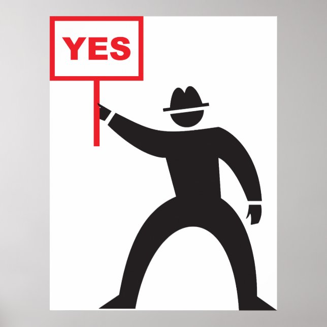 Bold Yes Sign Minimalist Stick Figure Protest (Front)