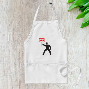 Bold Yes Sign Minimalist Stick Figure Protest  Adult Apron