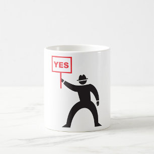 Bold Yes Sign Minimalist Stick Figure Protest Coffee Mug
