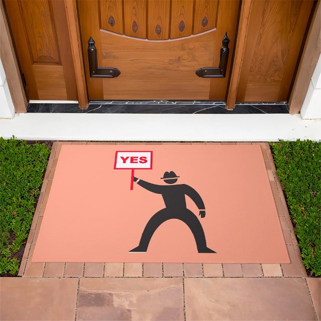 Bold Yes Sign Minimalist Stick Figure Protest  Doormat (Creator Uploaded)