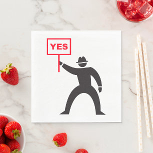 Bold Yes Sign Minimalist Stick Figure Protest  Napkins