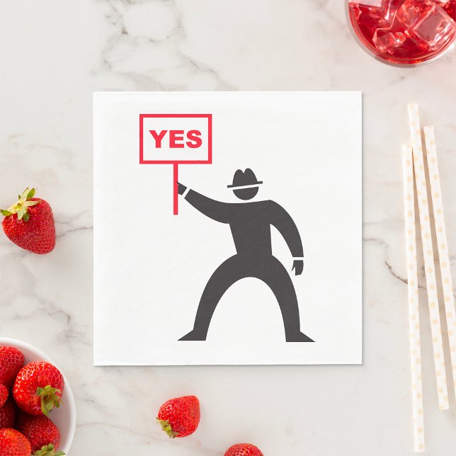 Bold Yes Sign Minimalist Stick Figure Protest  Napkins (Creator Uploaded)