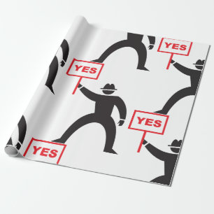 Bold Yes Sign Minimalist Stick Figure Protest  Wrapping Paper
