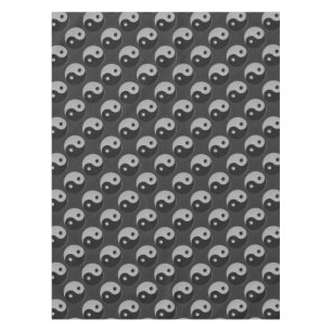 Bold Yin Yang in Carbon Fiber Print Style Tablecloth