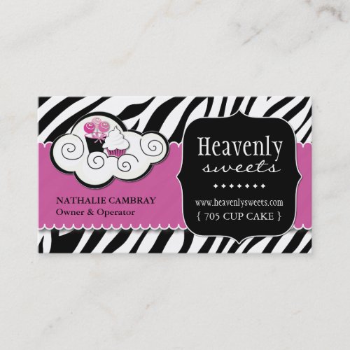 Bold Zebra Print Bakery Business Card