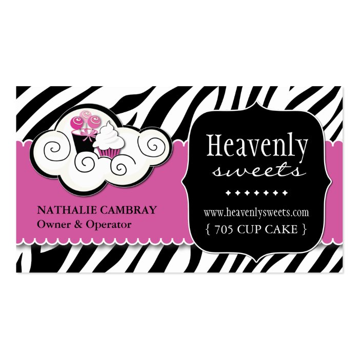 Bold Zebra Print Bakery Business Card