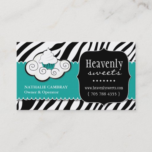 Customizable Bold Zebra Print Bakery Business Card