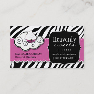 Bold Zebra Print Bakery Business Card