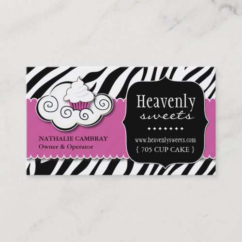 Bold Zebra Print Bakery Business Card