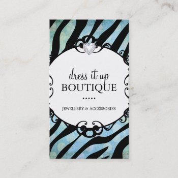 Bold Zebra Print Jewellery Designer Business Card by colourfuldesigns at Zazzle