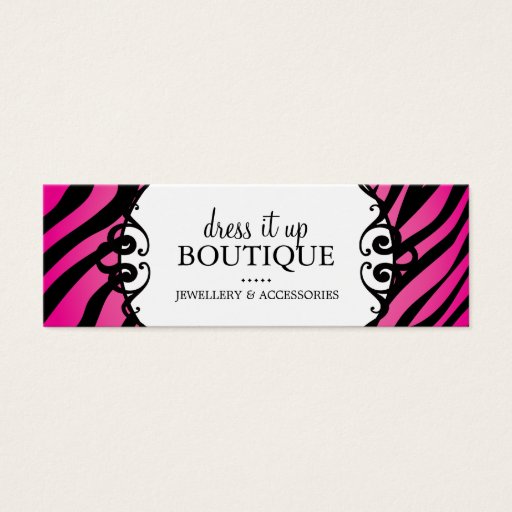Customizable Bold Zebra Print Jewellery Designer Hang Tags Business Card Template