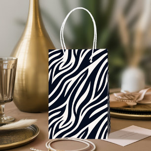 Bold Zebra Skin Pattern Black & White ID1151 Medium Gift Bag