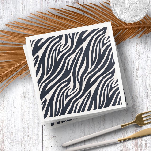Bold Zebra Skin Pattern Black & White ID1151 Paper Dinner Napkins (Creator Uploaded)