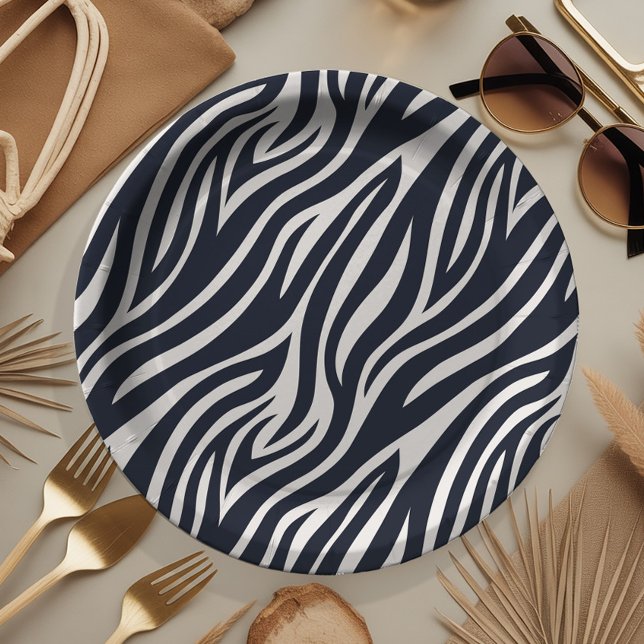 Bold Zebra Skin Pattern Black & White ID1151 Paper Plates (Creator Uploaded)