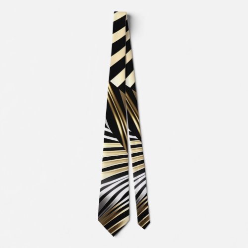 Bold zebra stripes in metallics neck tie