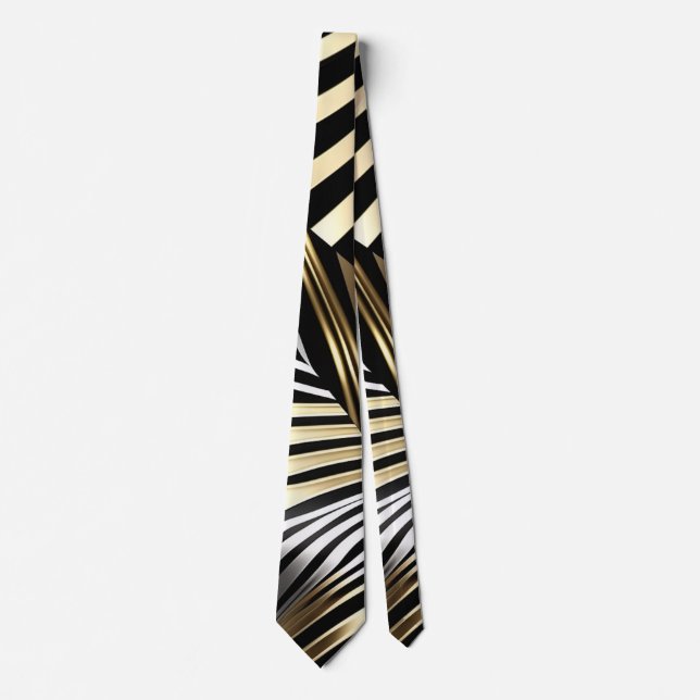 Bold zebra stripes in metallics neck tie (Front)