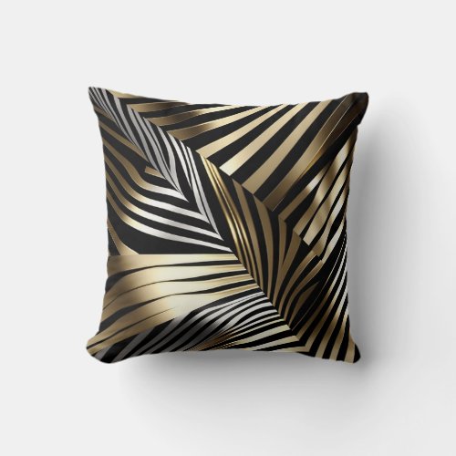 Bold zebra stripes in metallics throw pillow