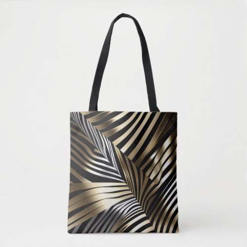 Bold zebra stripes in metallics tote bag