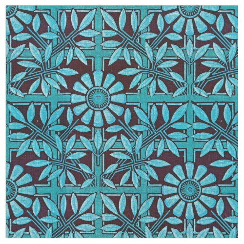 Bold Zinnia in Blue and Black Fabric