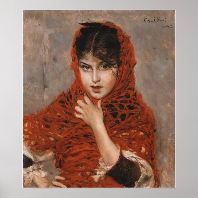 Boldini - Girl With Red Shawl Poster (Front)