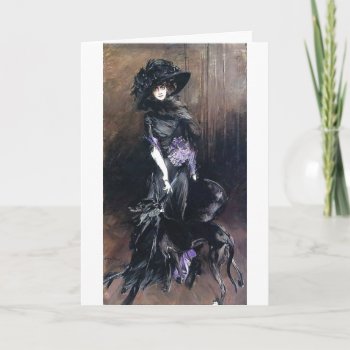 Boldini Woman And Dog Greyhound Card by EDDESIGNS at Zazzle