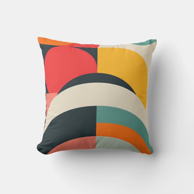 Boldly-colored geometric shapes  throw pillow (Front)