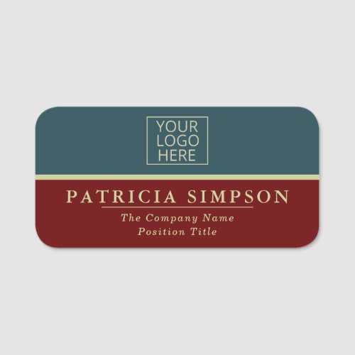 Boldly Standing Out Luxury Spruce Blue  Dark Red Name Tag