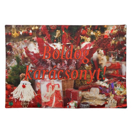 Boldog karcsonyt Merry Christmas in Hungarian rf Cloth Placemat