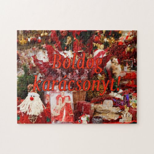 Boldog karcsonyt Merry Christmas in Hungarian rf Jigsaw Puzzle