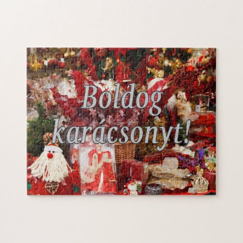 Boldog karcsonyt Merry Christmas in Hungarian wf Jigsaw Puzzle