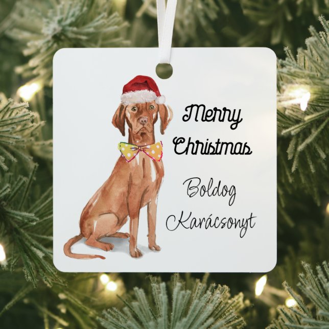 Boldog Karácsonyt Vizsla Metal Ornament (Insitu)