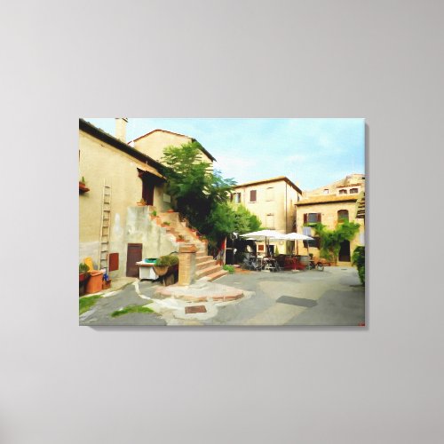 Bolgheri downtown Tuscany Italy painting Canvas Print