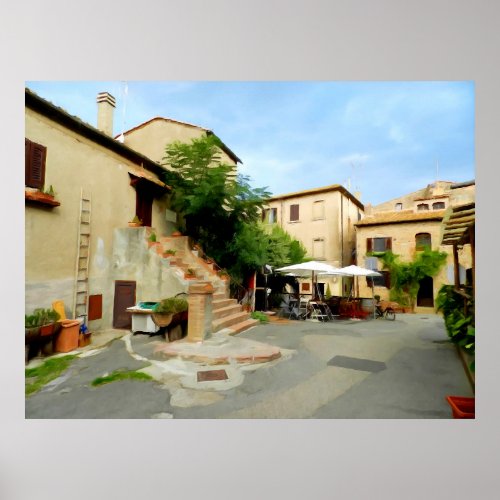 Bolgheri downtown Tuscany Italy painting Poster